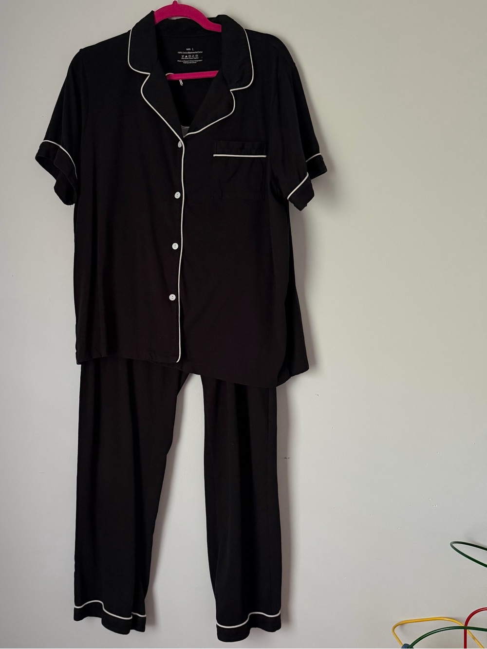 Black Short-Sleeve Piped Pajama Set - Classic Women’s Sleepwear